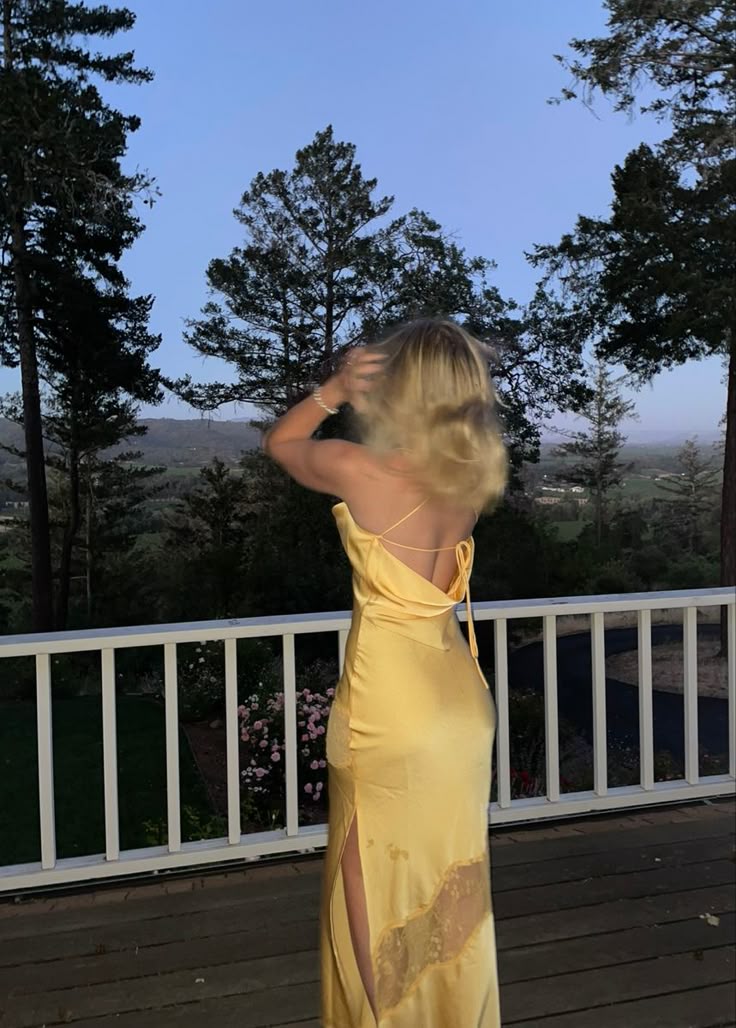Sexy Yellow Satin Lace Party Dress Long Evening Dress Prom Dresses - View 3 | VelvetHem
