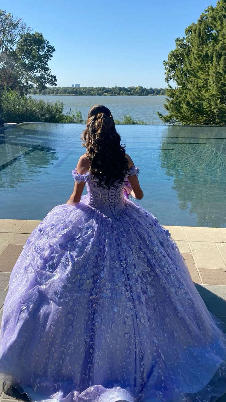 Lavender Princess 3D Flowers Sweetheart Quinceanera Dresses Ball Gown Tulle Prom Dress Puffy Sweet 15 16 Gown fg6503 - VelvetHem