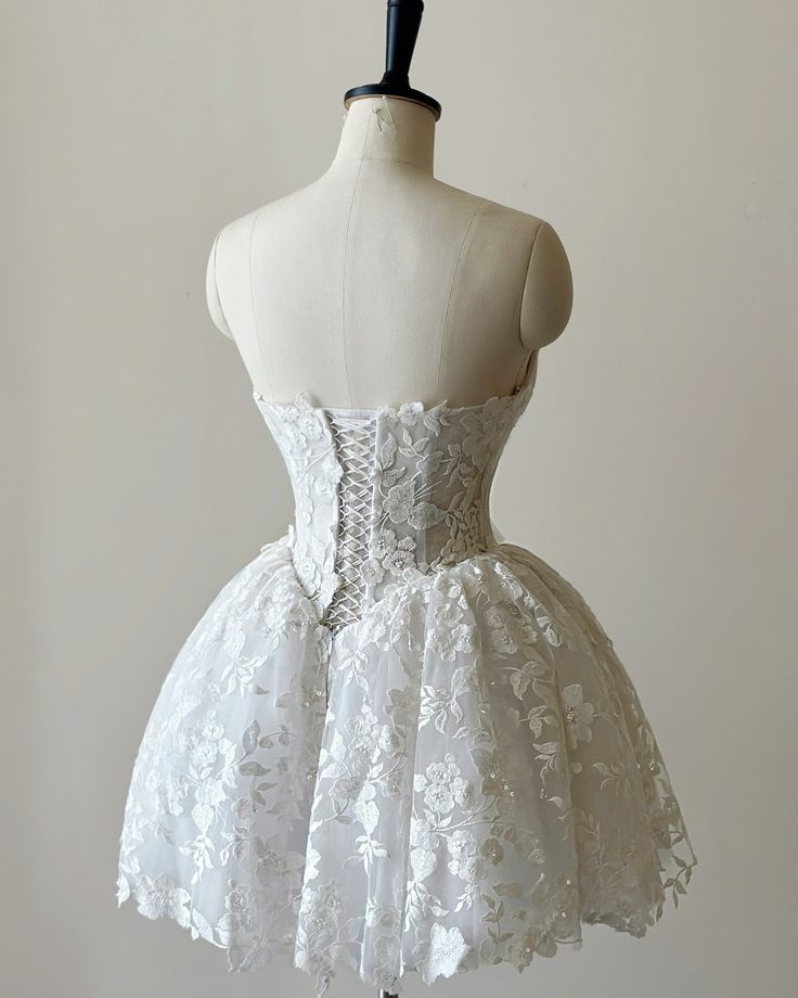 A Line White Short Wedding Dress Homecoming Dress Short Party Dress - View 2 | VelvetHem