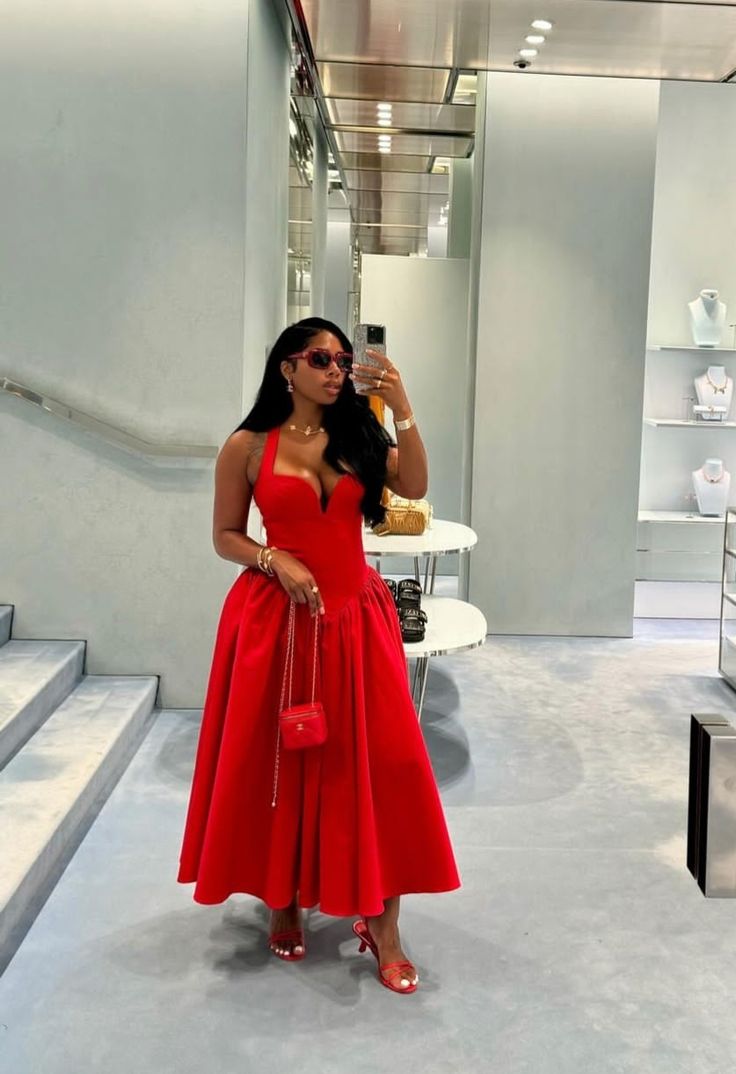 Red Women's Sleeveless Party Dress Fashion Evening Gown fg6641 - VelvetHem