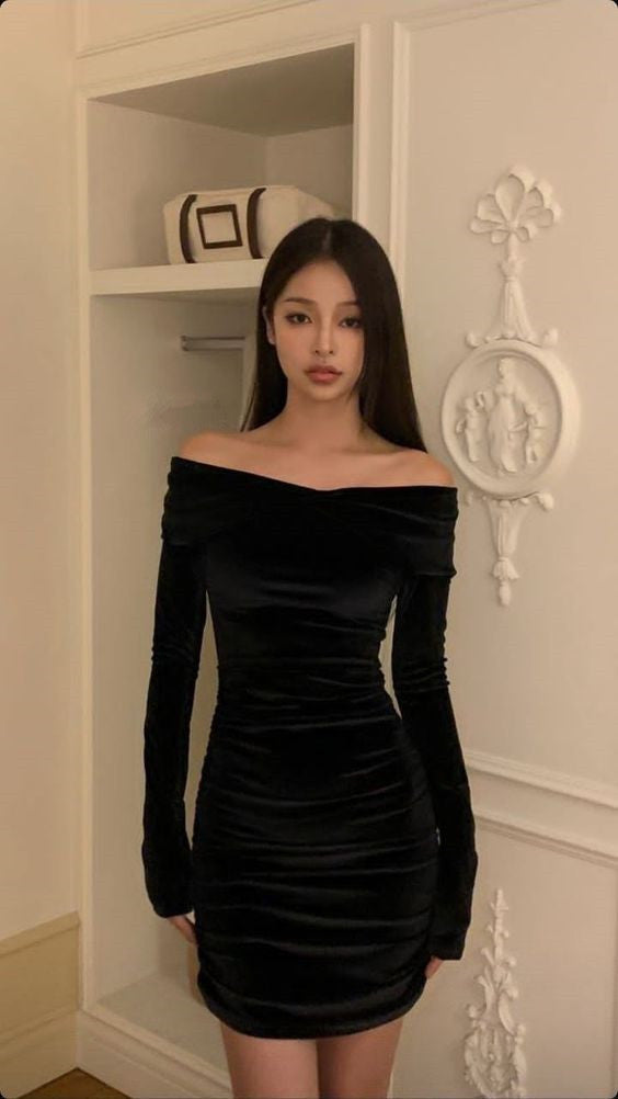 Black Off The Shoulder Homecoming Dress Short Prom Party Gown fg6168 - View 2 | VelvetHem