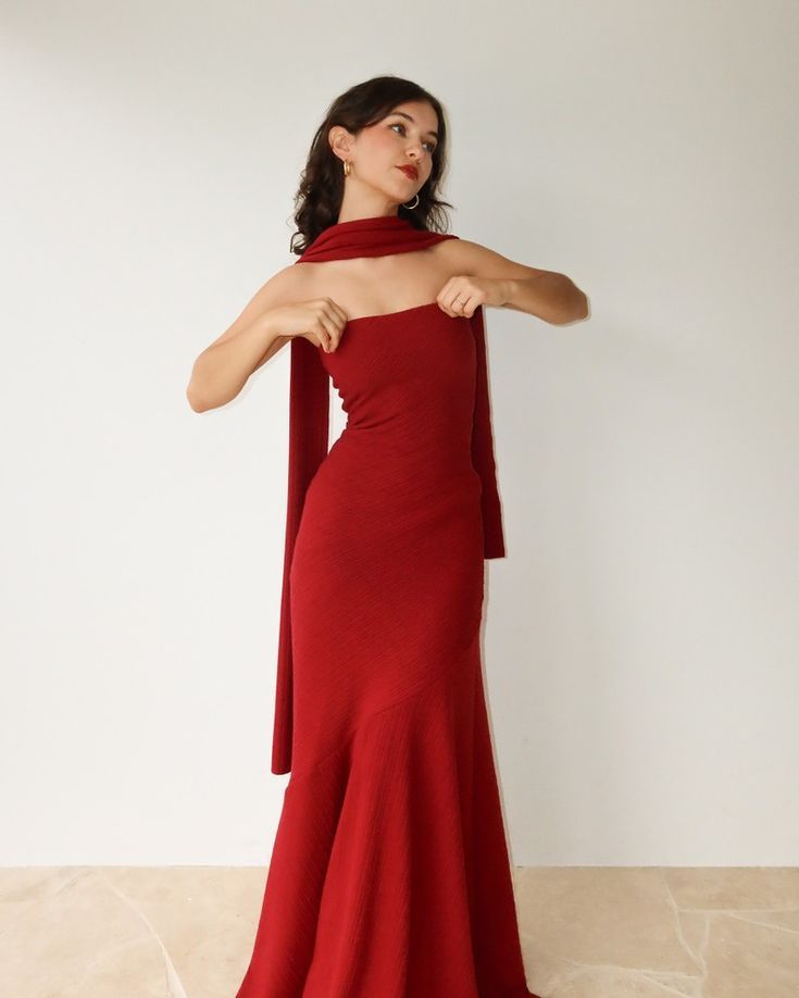 Strapless Mermaid Red Long Prom Dress Evening Dresses fg6686 - VelvetHem
