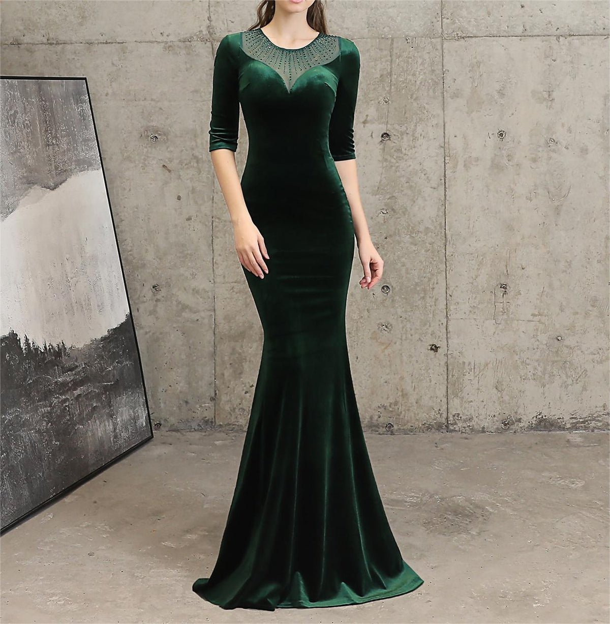 Fishtail Evening Dress Women High End Elegant Cocktail Annual Meeting Elegant Black Velvet Queen - VelvetHem