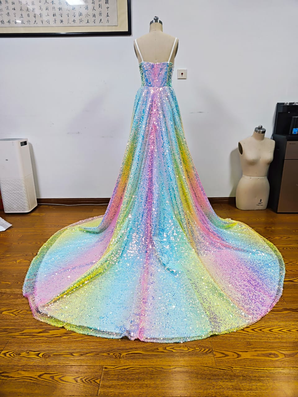 Glitter Tulle Sequins A Line Prom Dress Evening Dress Y8378