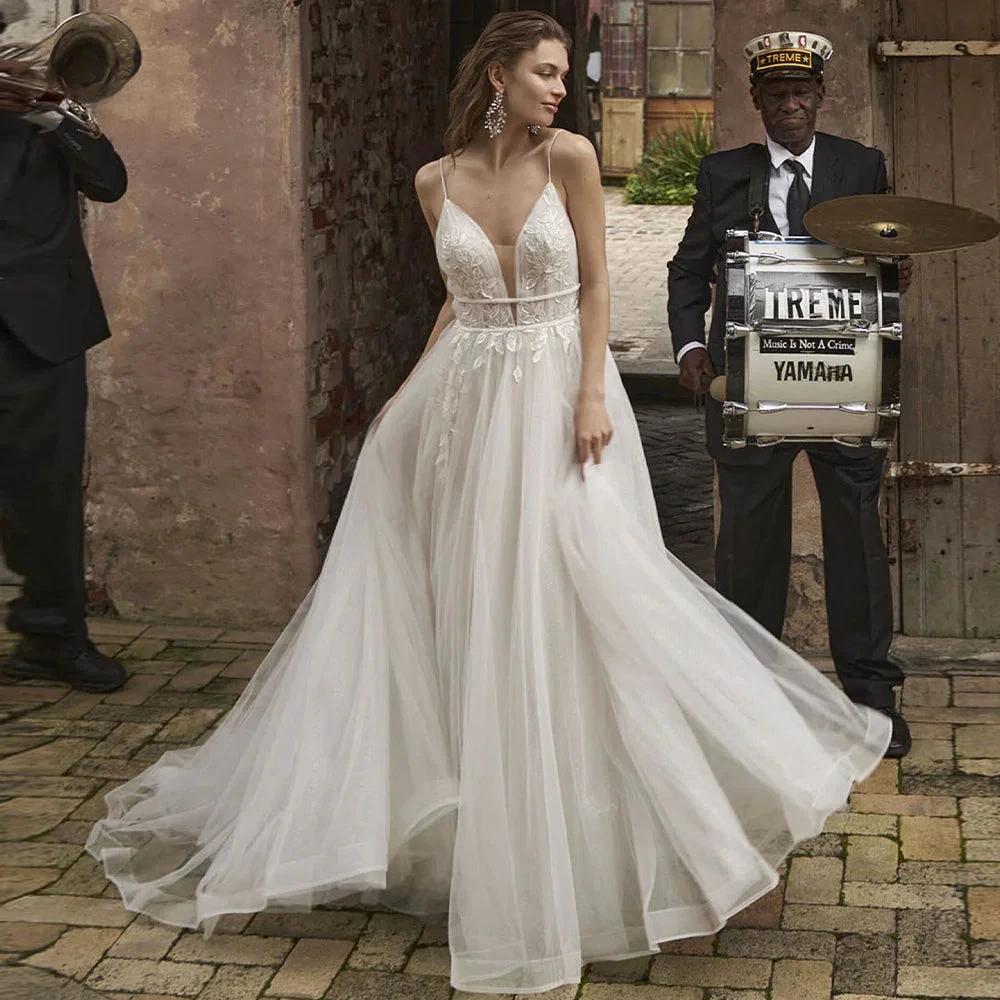 Pastrol Wedding Dress V-neck Tank Sleeveless 2023 For Women Bridal Vestidos De Noiva Custom Made Appliques Formal (ZD13479)