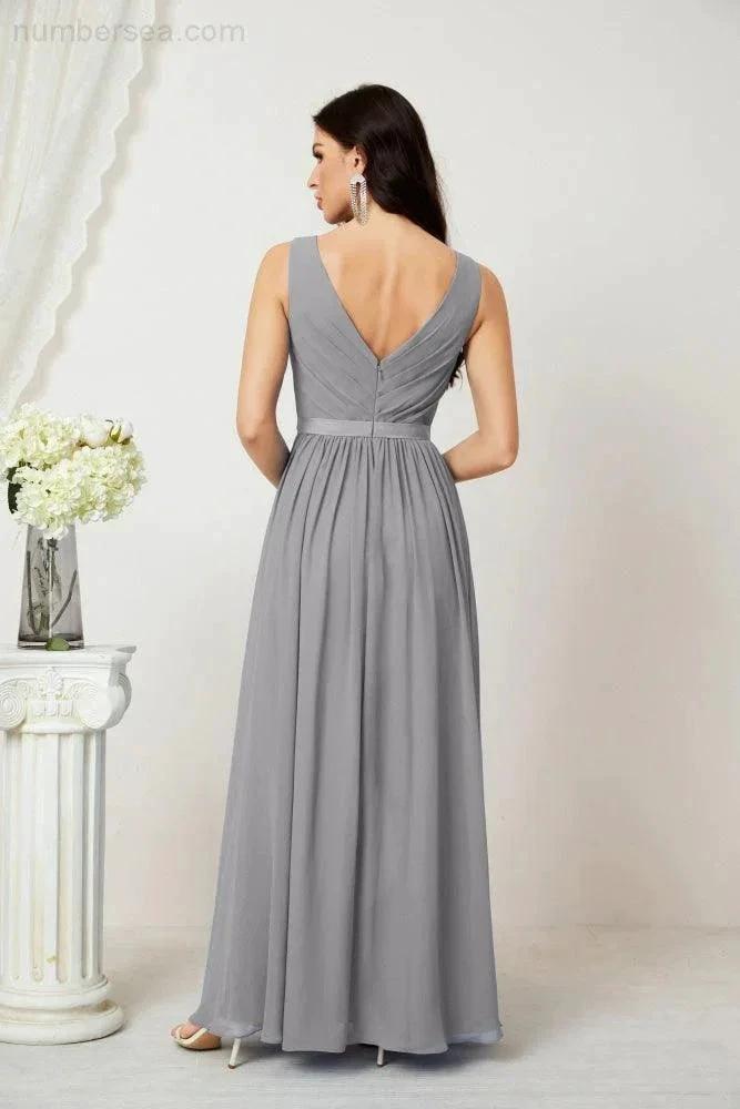Women's Chiffon Long Bridesmaid Dresses A line Sleeveless Formal Prom Gown for Evening Party Homecoming Dresses 2808 (ZD16947)