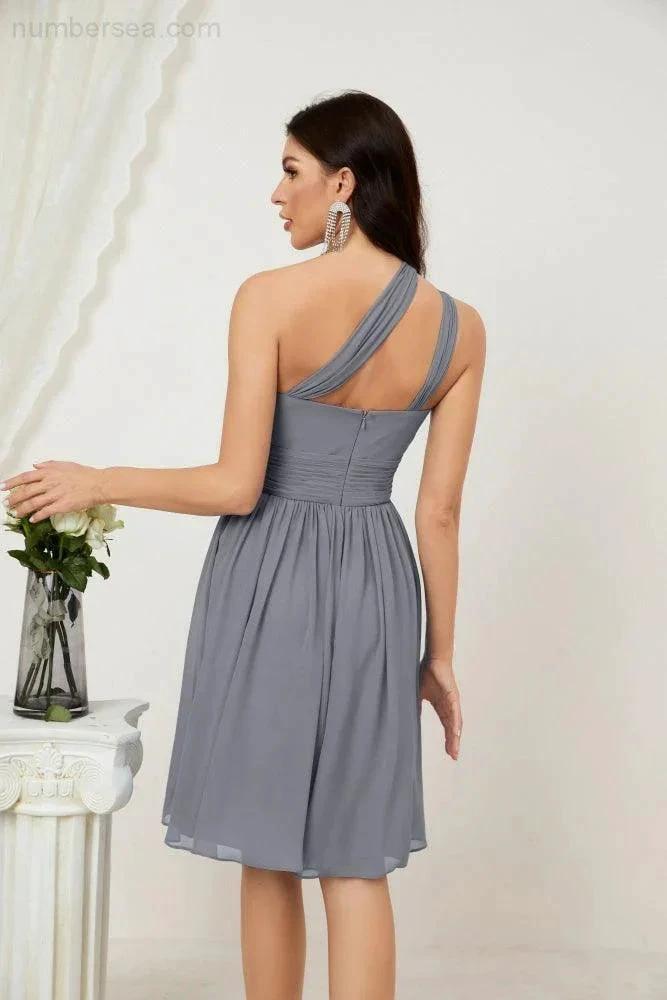 ZapDress Women Chiffon Short One Shoulder Bridesmaid Dress Formal Dresses for Party Homecoming  2804 (ZD16948)