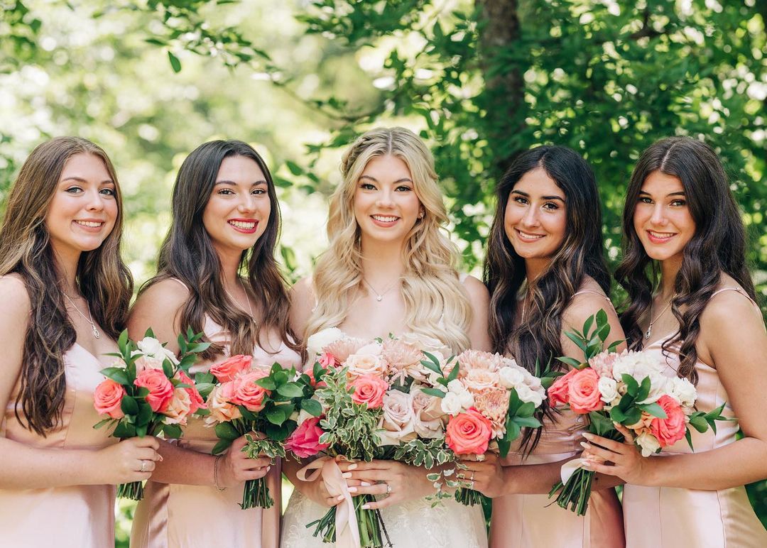 Beautiful A Line Spaghetti Straps Blush Long Bridesmaid Dress with Split Front - View 6 | VelvetHem