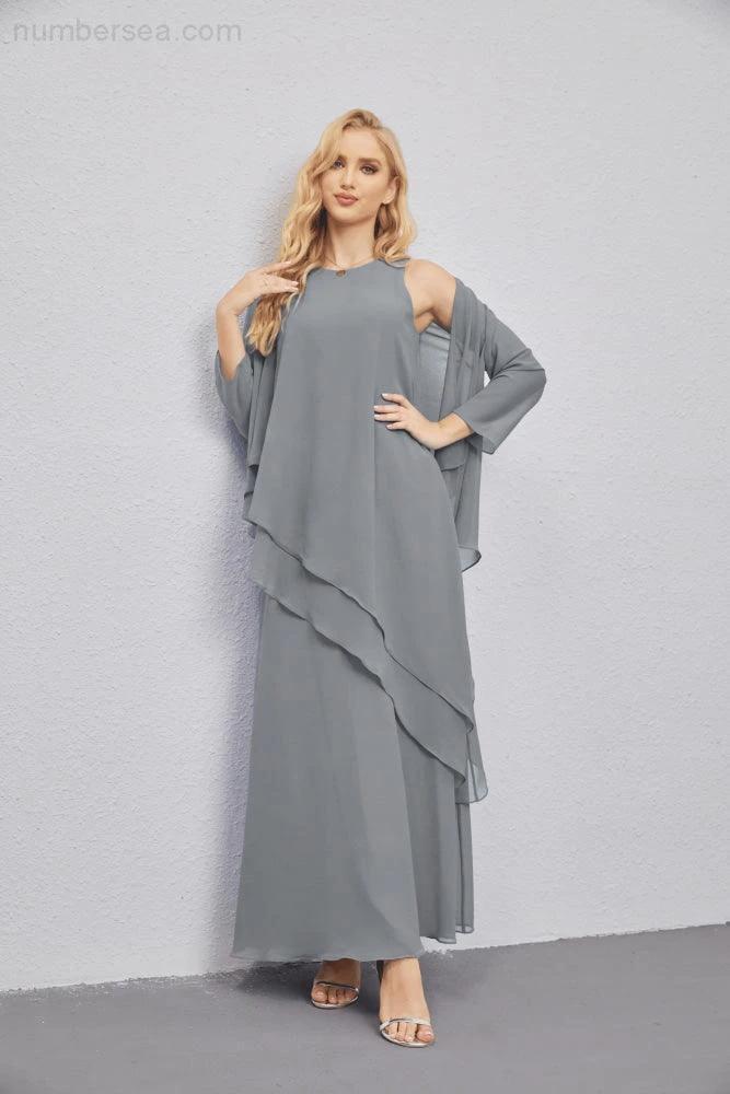 Mother of Bride Dresses with Open Front Lightweight Cardigan Formal Prom Gown  28081 (ZD16990)