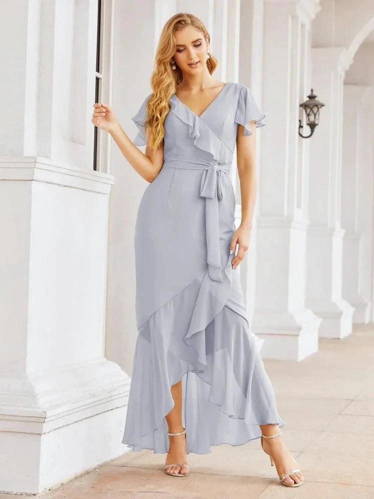 Numbersea Ruffled Bridesmaid Dresses Mermaid Formal Violin Evening Party Prom Gowns 28042 by numbersea
