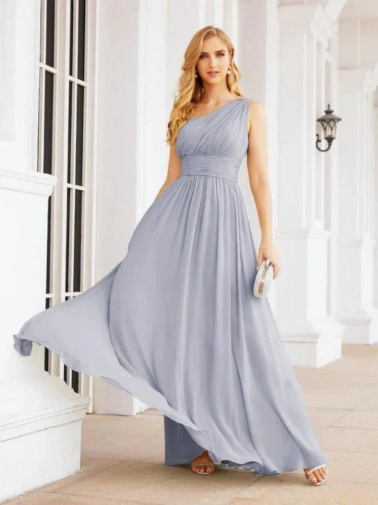 Numbersea One Shoulder Bridesmaid Dresses Long Maxi Formal Evening Party Prom Gowns 28061 by numbersea
