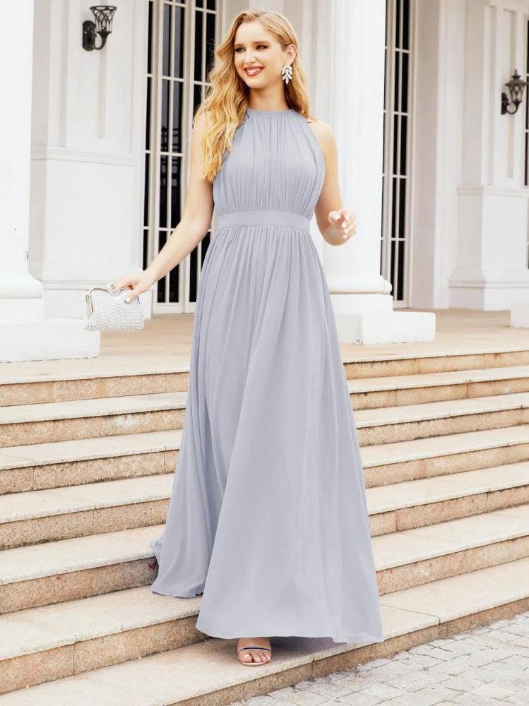 Numbersea Halter Bridesmaid Dress Empire Waist Formal Evening Prom Gown for Mother of The Bride 28030 by numbersea