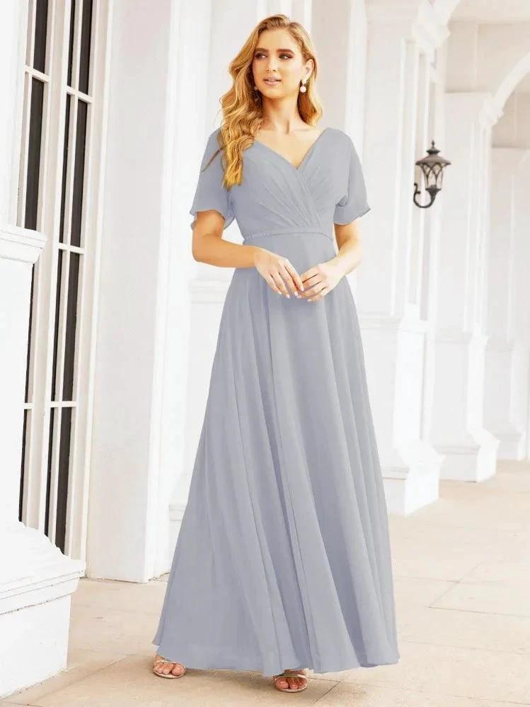 Numbersea Formal Prom Gowns for Mother of The Bride Short Sleeves Bridesmaid Dress 28049 by numbersea