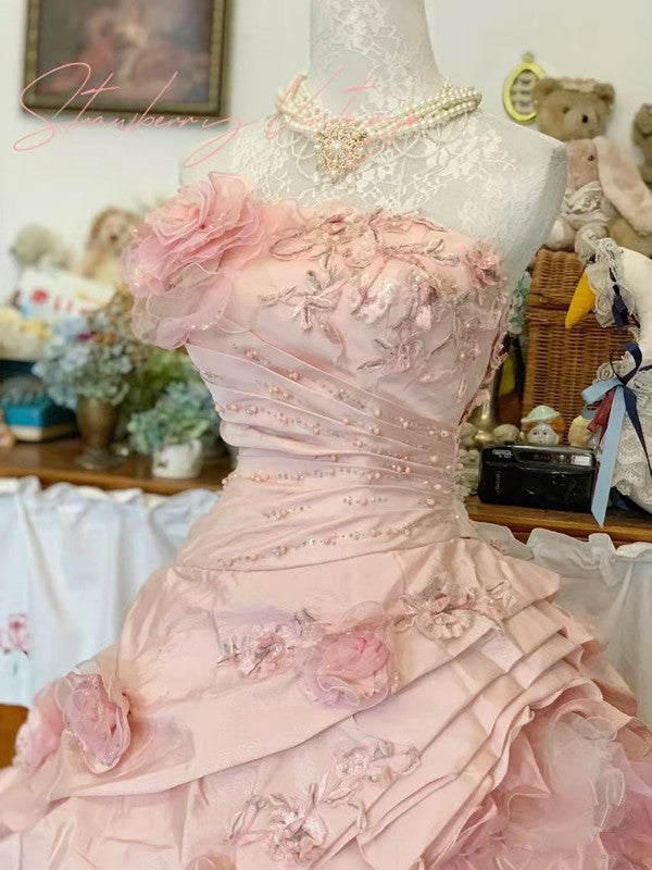 Pink A Line Princess Quinceanera Dress Ball Gown Sweet 16 Dresses fg7178 - View 6 | VelvetHem