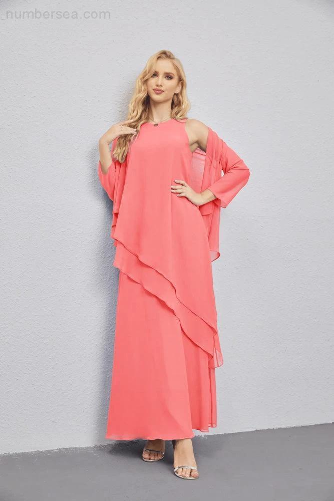 Mother of Bride Dresses with Open Front Lightweight Cardigan Formal Prom Gown  28081 (ZD16990)