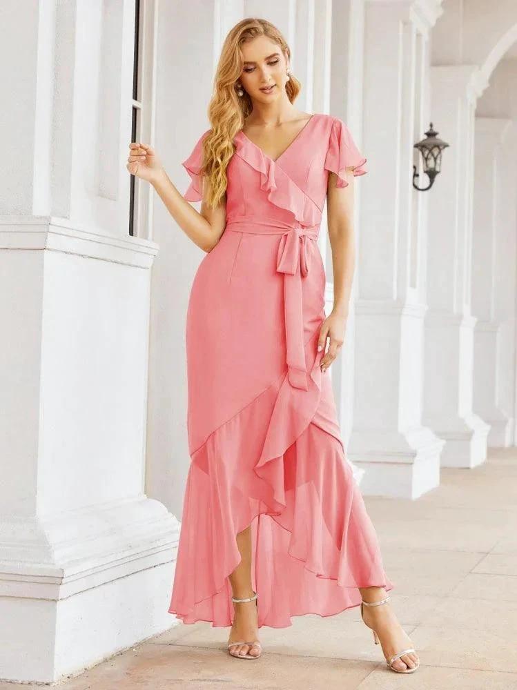 Numbersea Ruffled Bridesmaid Dresses Mermaid Formal Violin Evening Party Prom Gowns 28042 by numbersea