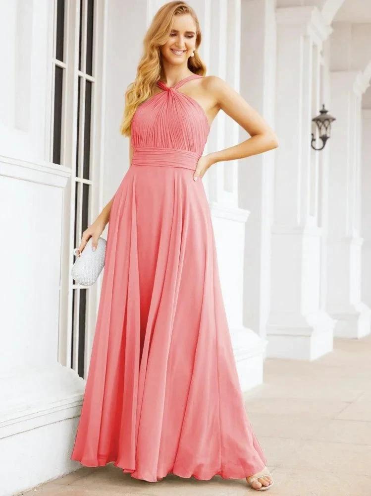 Numbersea Crisscross Halter Bridesmaid Dresses for Party Wedding Evening Prom Maxi Ball Gowns 28053 by numbersea