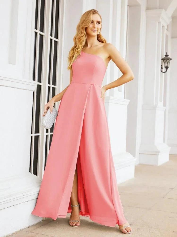 Numbersea Women's One Shoulder Formal Prom Gowns for Mother of The Bride Side Slit Bridesmaid Dresses 28052 by numbersea