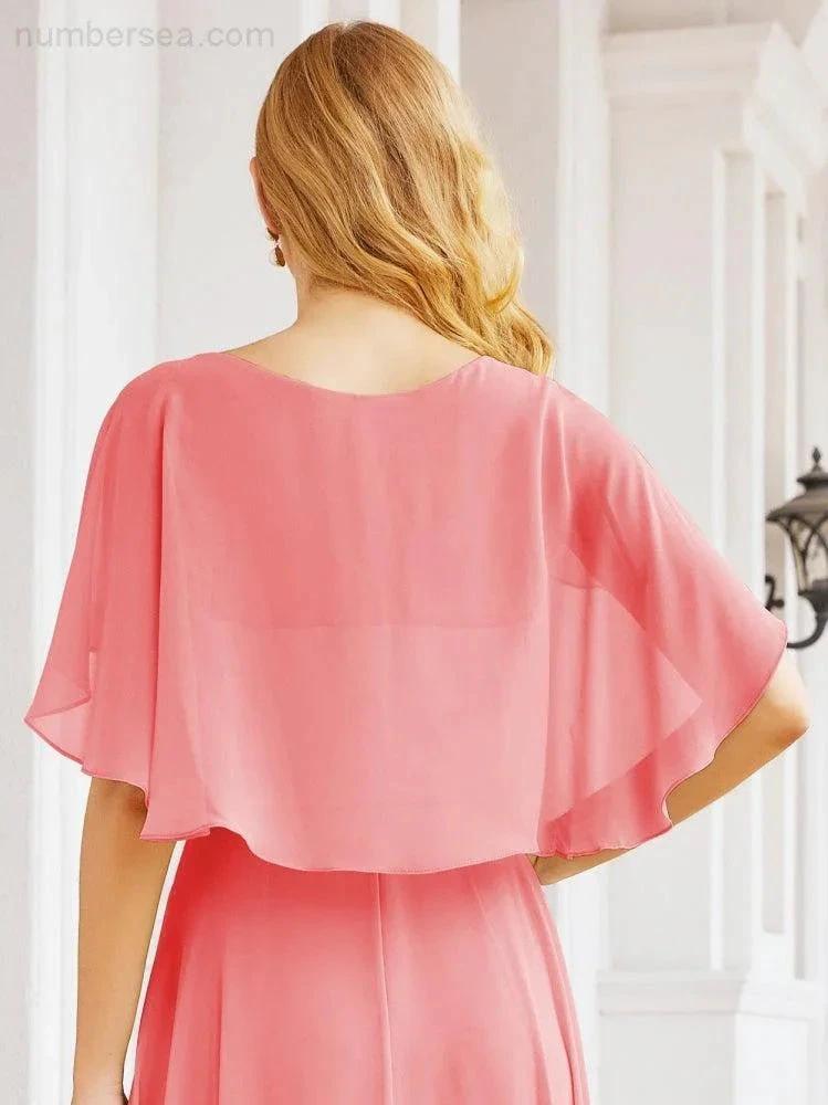 ZapDress Bridesmaid Dresses for Wedding Formal Evening Party Prom Gown with Cape 28050 (ZD17057)
