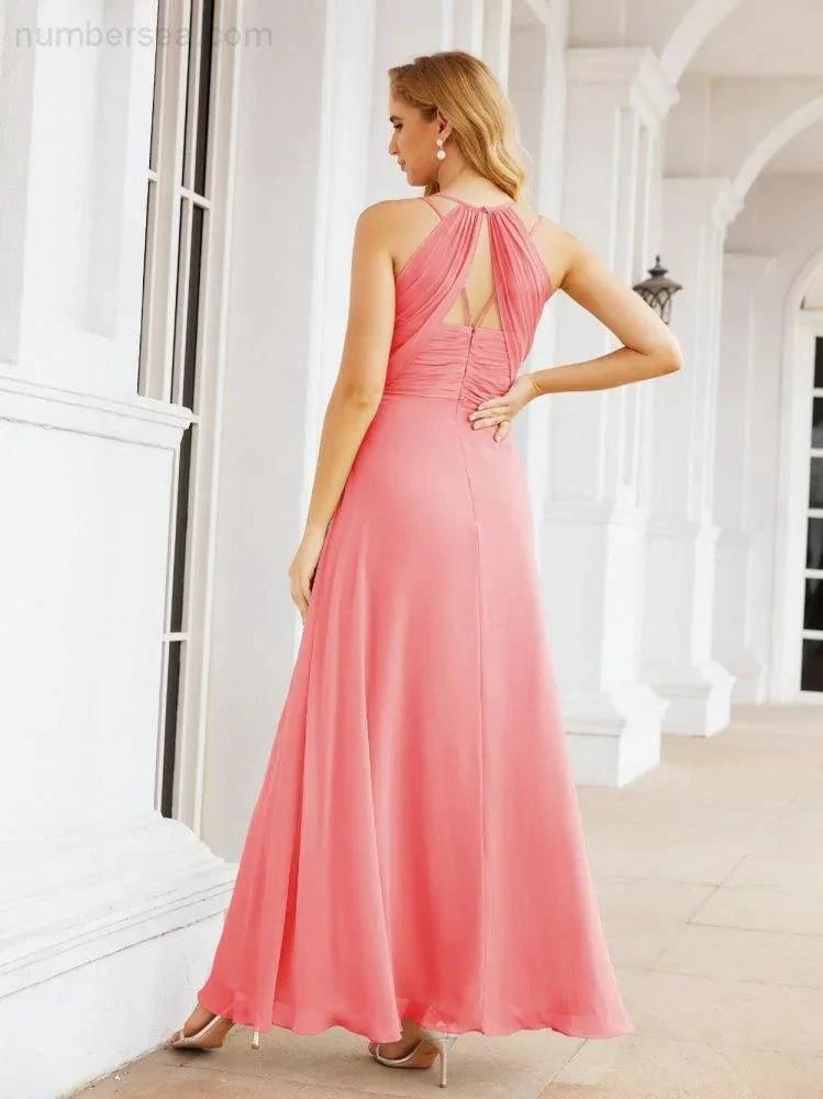 ZapDress Double Spaghetti Straps Bridesmaid Dresses for Women Long Formal Party Dress Side Split 28051 (ZD17036)