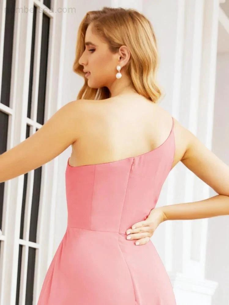 ZapDress Women's One Shoulder Formal Prom Gowns for Mother of The Bride Side Slit Bridesmaid Dresses 28052 (ZD16994)
