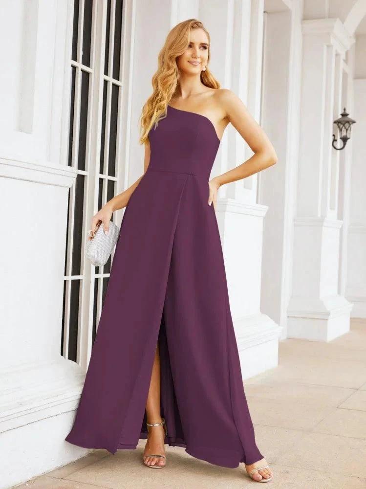 Numbersea Women's One Shoulder Formal Prom Gowns for Mother of The Bride Side Slit Bridesmaid Dresses 28052 by numbersea