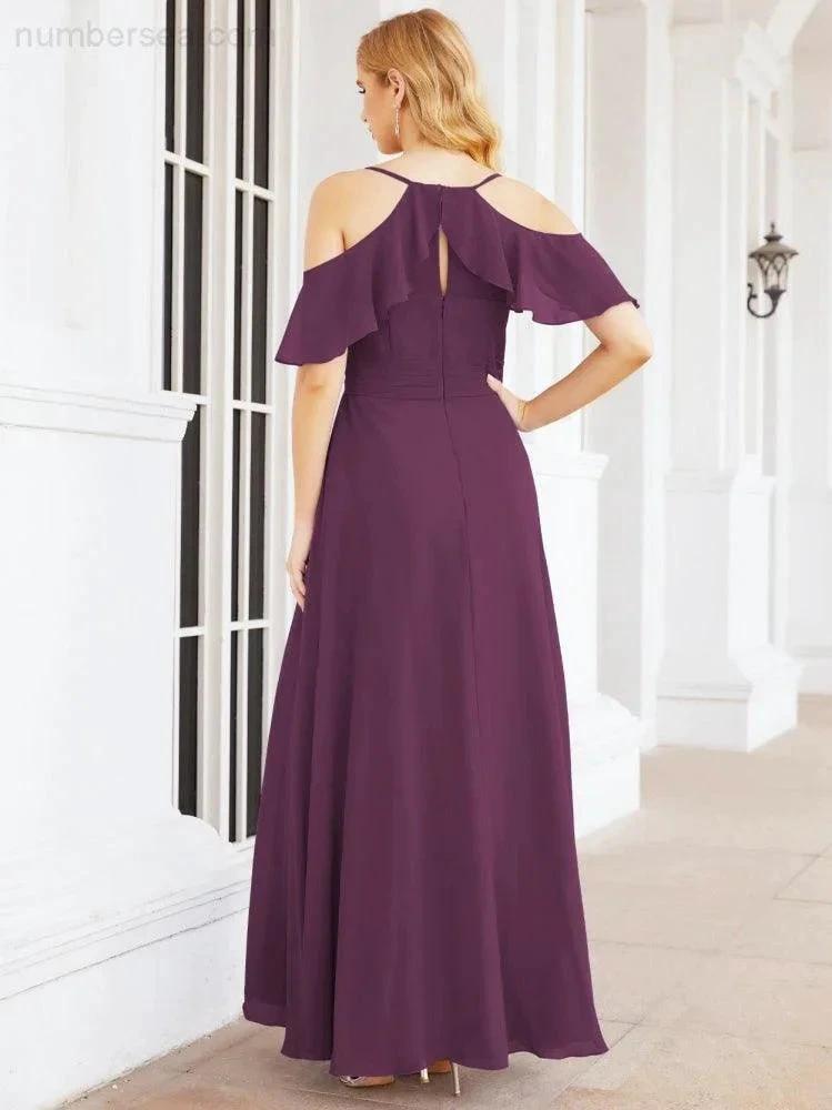 ZapDress Cold Shoulder Long Bridesmaid Dresses Side Slit Formal Prom Gowns Party Wedding 28070 (ZD16993)