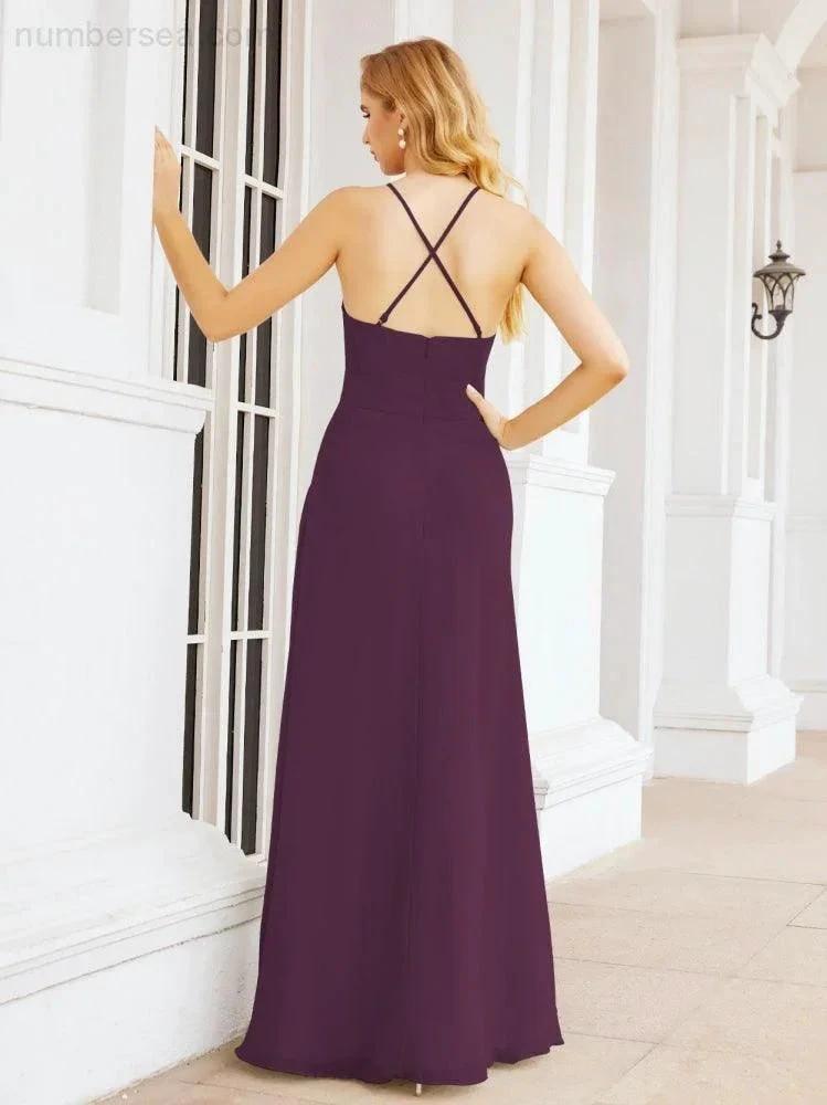 ZapDress Halter Bridesmaid Dresses with Pockets Sleeveless Formal Evening Party Prom Gowns  28055 (ZD17039)