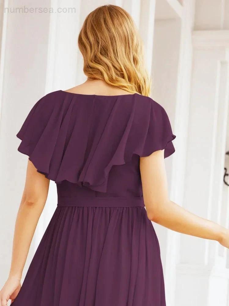 Bridesmaid Dresses with Flutter Sleeves Formal Evening Party Prom Gowns 28044 (ZD17033)