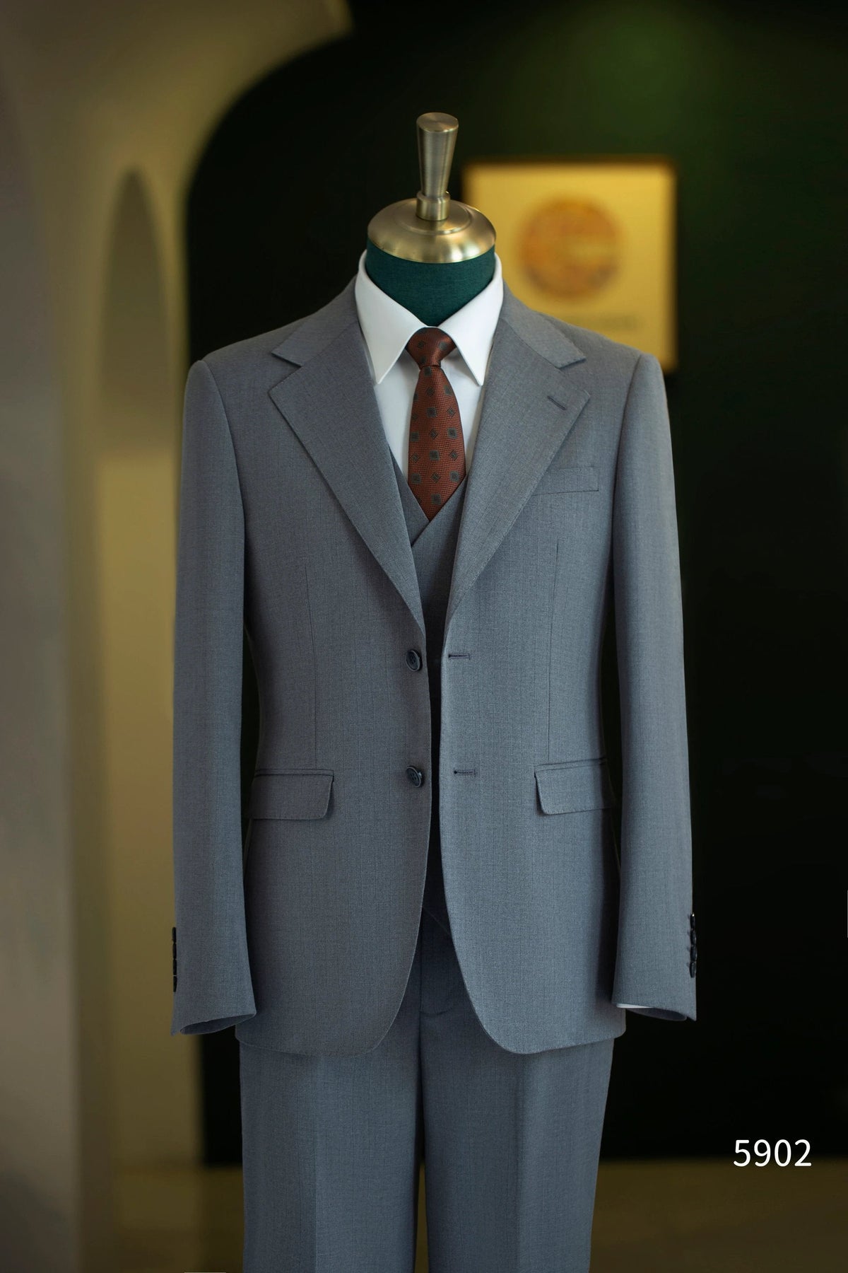 Dusty Blue Pinstripe Wool 3-Piece Wedding Suit | Tailored Groom & Groomsmen Attire by 男装