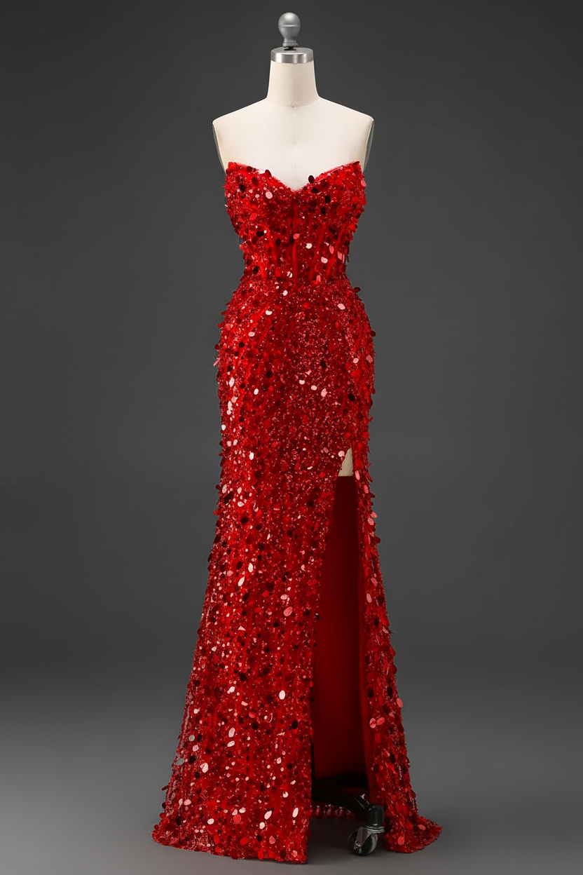 Sparkly Gold Fully Beaded Prom Dress with Deep V Neck Slit and Open Back (ZD17393)