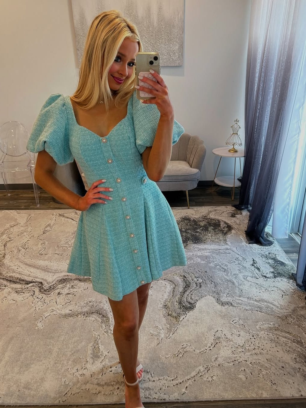 Modern A Line Sweetheart Fuchsia Short Homecoming Dress with Short Sleeves - View 5 | VelvetHem