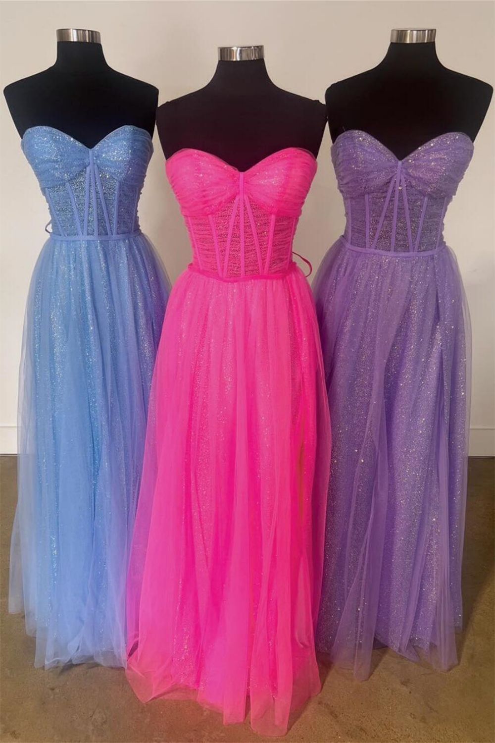 Bling A Line Sweetheart Hot Pink Corset Prom Dress