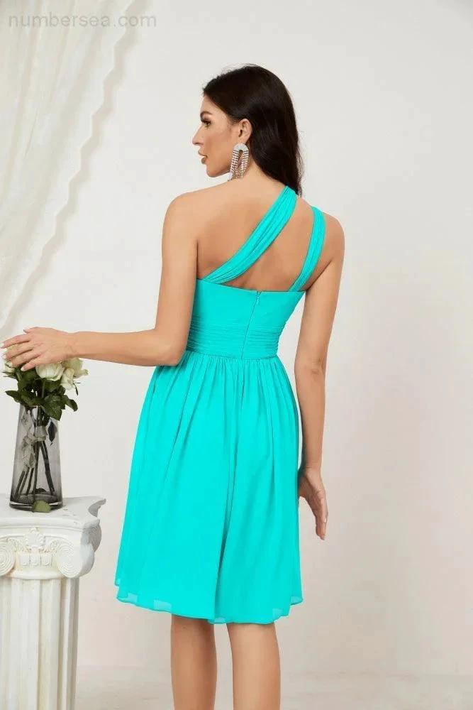 ZapDress Women Chiffon Short One Shoulder Bridesmaid Dress Formal Dresses for Party Homecoming  2804 (ZD16948)