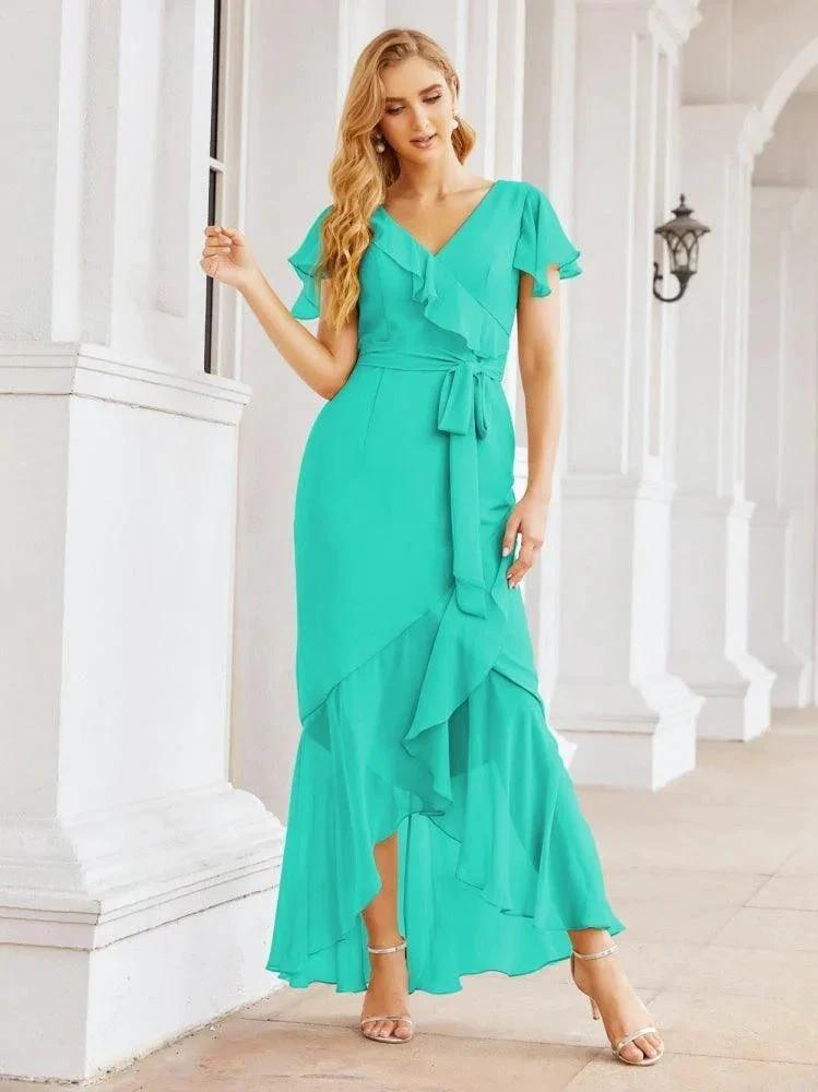 Numbersea Ruffled Bridesmaid Dresses Mermaid Formal Violin Evening Party Prom Gowns 28042 by numbersea