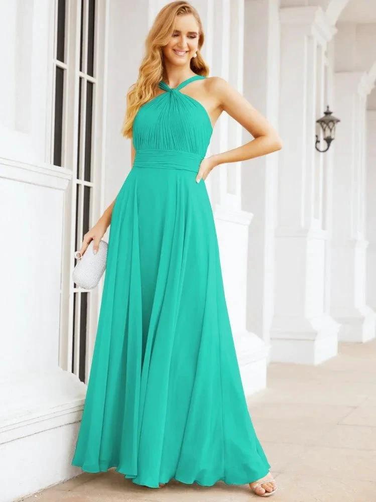 Numbersea Crisscross Halter Bridesmaid Dresses for Party Wedding Evening Prom Maxi Ball Gowns 28053 by numbersea