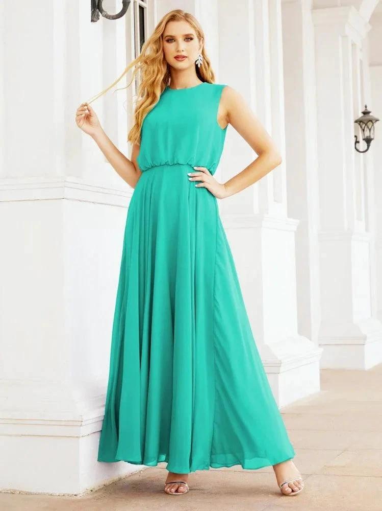 Numbersea Sleeveless Long Bridesmaid Dress A line Formal Evening Prom Gown 28025 by numbersea