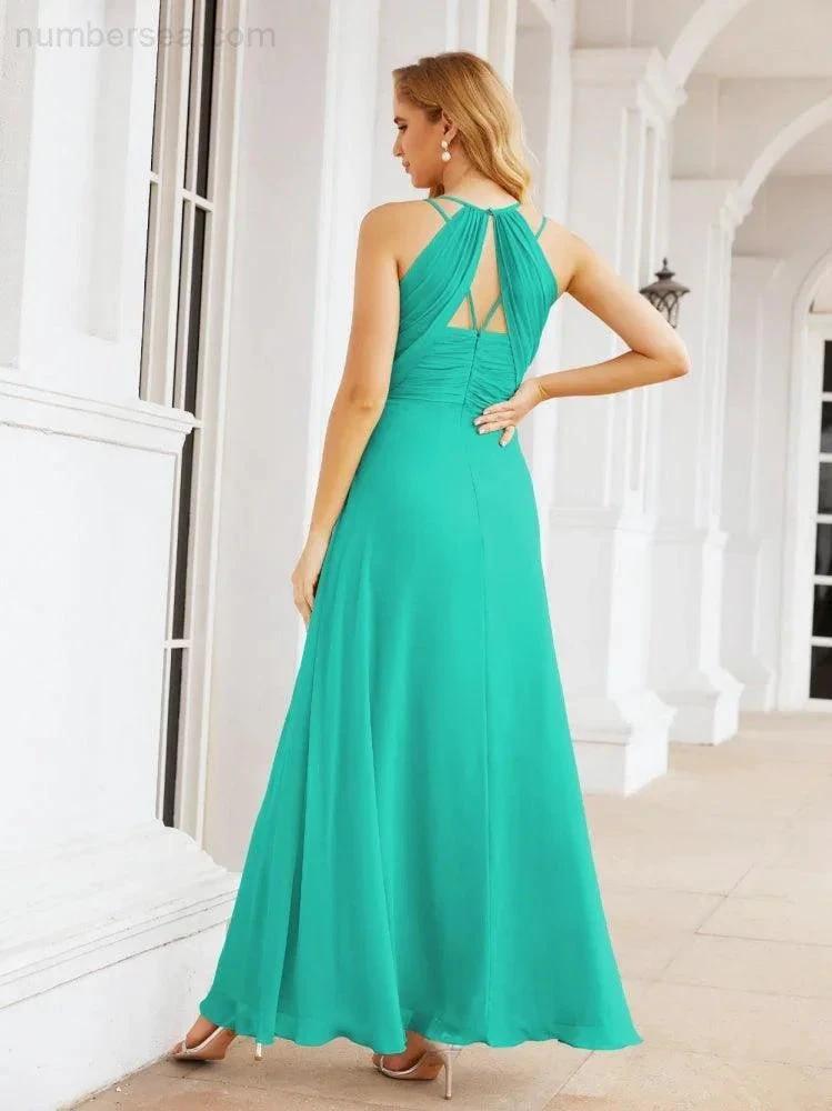ZapDress Double Spaghetti Straps Bridesmaid Dresses for Women Long Formal Party Dress Side Split 28051 (ZD17036)