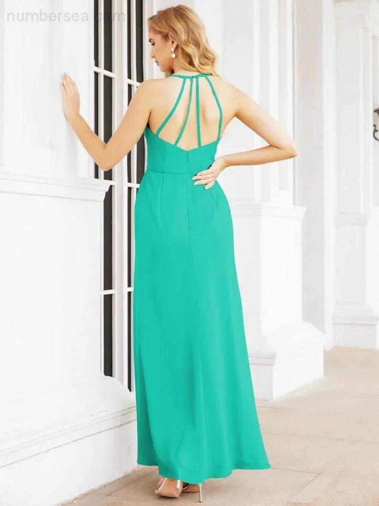 ZapDress Spaghetti Strap Bridesmaid Dresses V-Neck Long A-Line Formal Prom Gowns 28063 (ZD17045)
