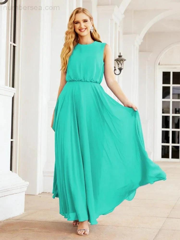ZapDress Sleeveless Long Bridesmaid Dress A line Formal Evening Prom Gown 28025 (ZD17053)