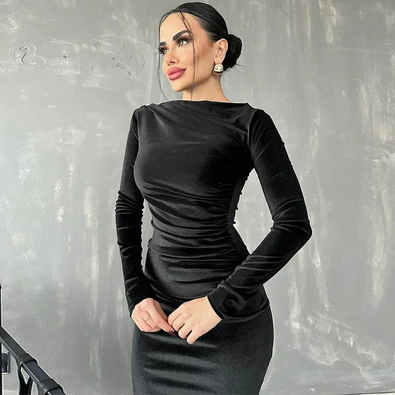 Marta Elegant Midi Dress Contemporary Dress with Premium Casual Styling
