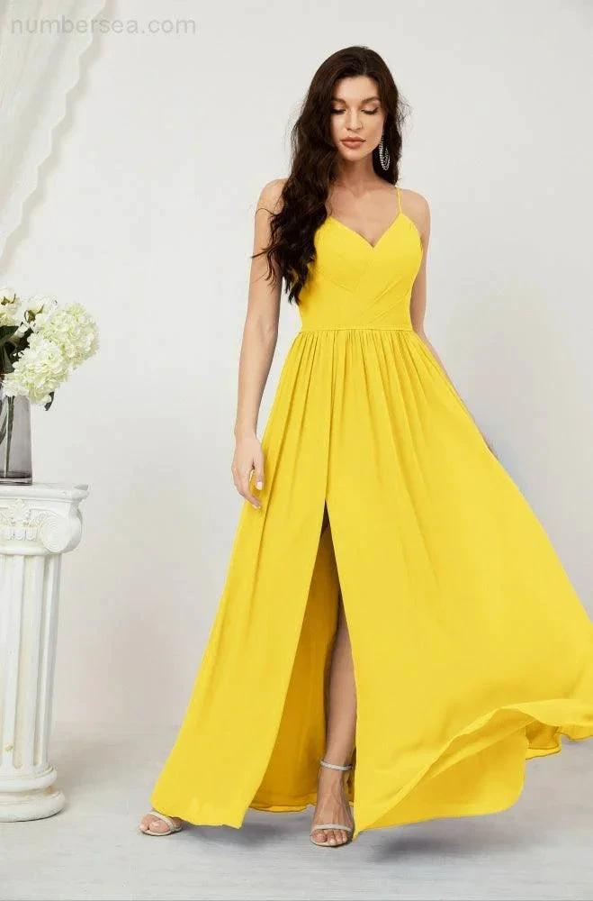 ZapDress  Neck Bridesmaid Dresses Chiffon Long Spaghetti A-line Formal Prom Gown for Wedding Party Evening 2801 (ZD16961)