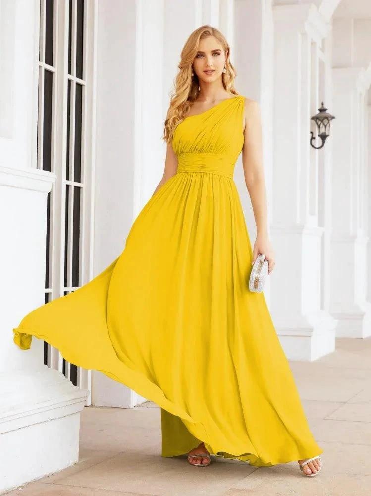 Numbersea One Shoulder Bridesmaid Dresses Long Maxi Formal Evening Party Prom Gowns 28061 by numbersea