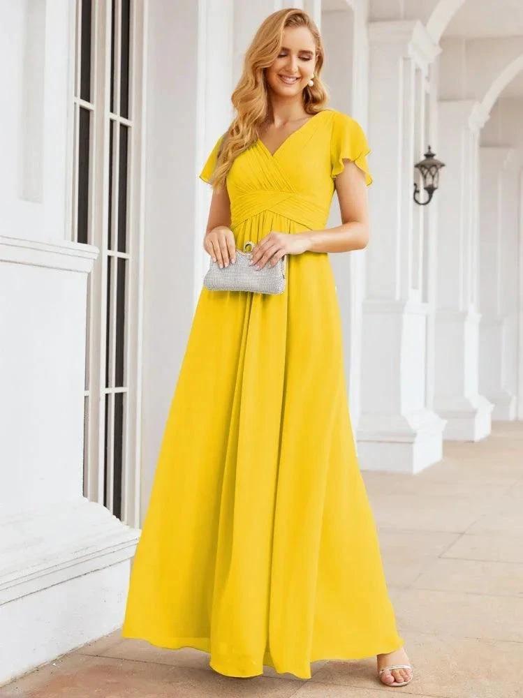 Numbersea Formal Prom Gowns for Mother of The Bride Cap Sleeves Bridesmaid Dress 28047 by numbersea