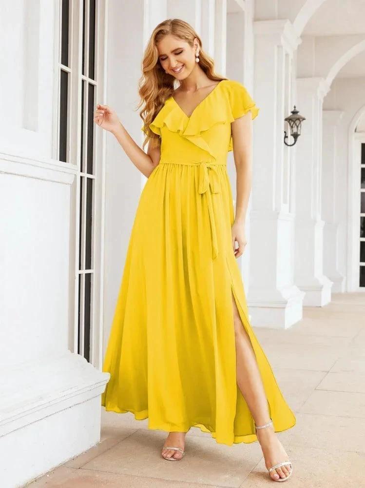 Bridesmaid Dresses with Flutter Sleeves Formal Evening Party Prom Gowns 28044 by numbersea