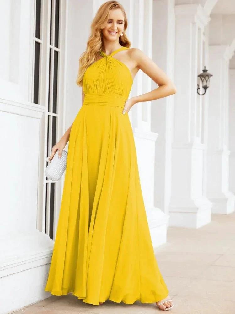 Numbersea Crisscross Halter Bridesmaid Dresses for Party Wedding Evening Prom Maxi Ball Gowns 28053 by numbersea