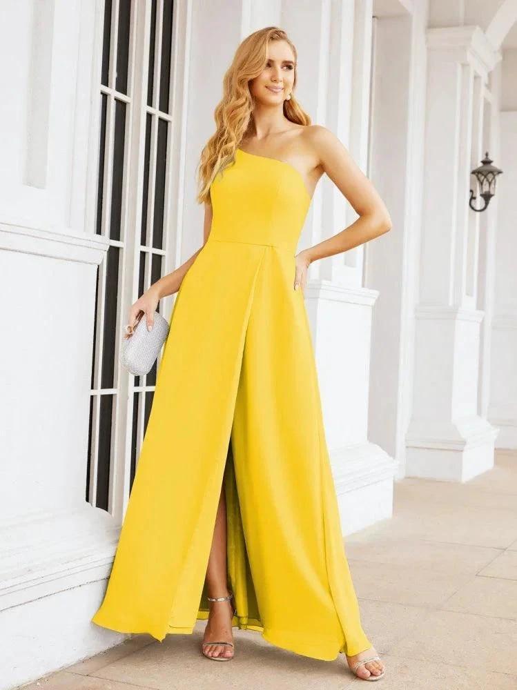 Numbersea Women's One Shoulder Formal Prom Gowns for Mother of The Bride Side Slit Bridesmaid Dresses 28052 by numbersea