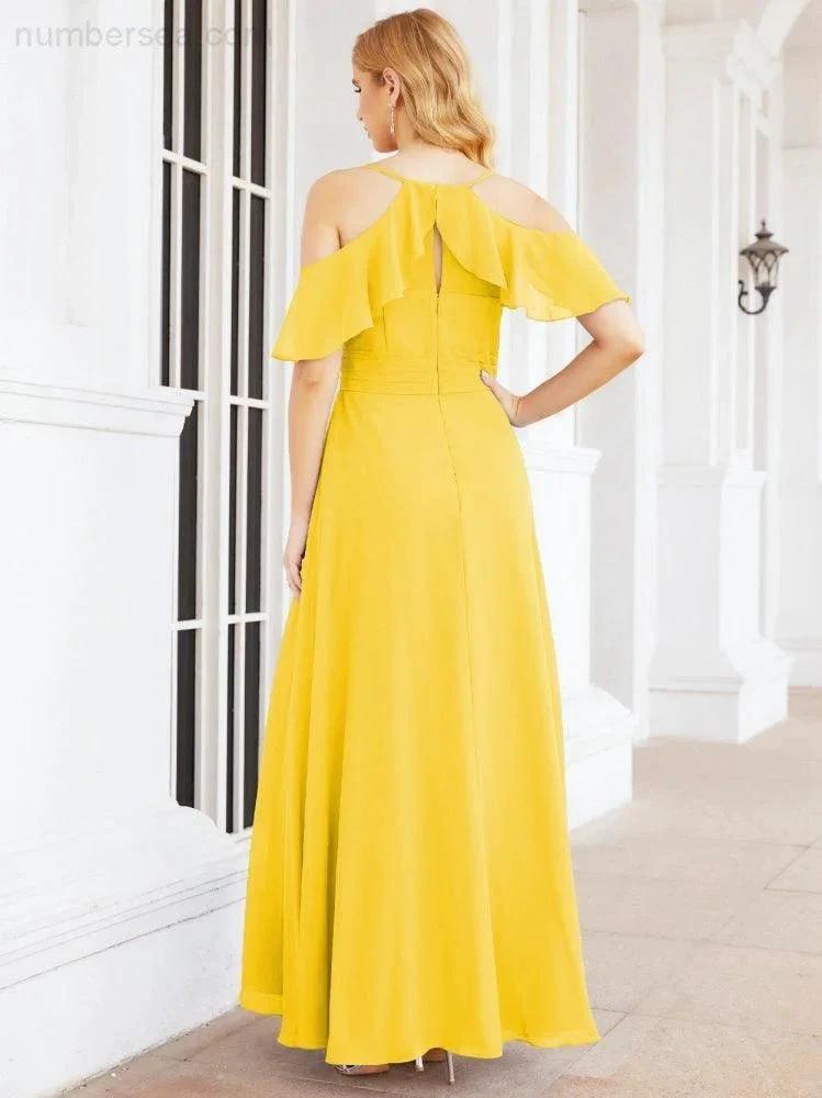 ZapDress Cold Shoulder Long Bridesmaid Dresses Side Slit Formal Prom Gowns Party Wedding 28070 (ZD16993)