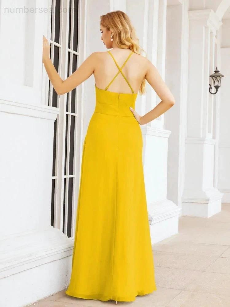 ZapDress Halter Bridesmaid Dresses with Pockets Sleeveless Formal Evening Party Prom Gowns  28055 (ZD17039)