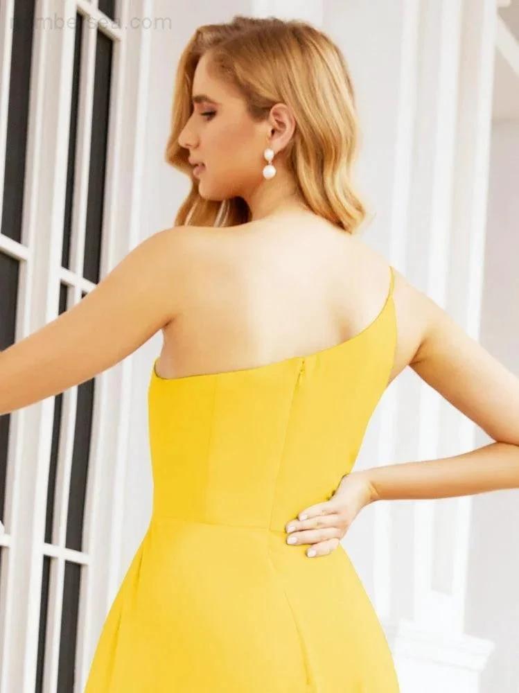 ZapDress Women's One Shoulder Formal Prom Gowns for Mother of The Bride Side Slit Bridesmaid Dresses 28052 (ZD16994)